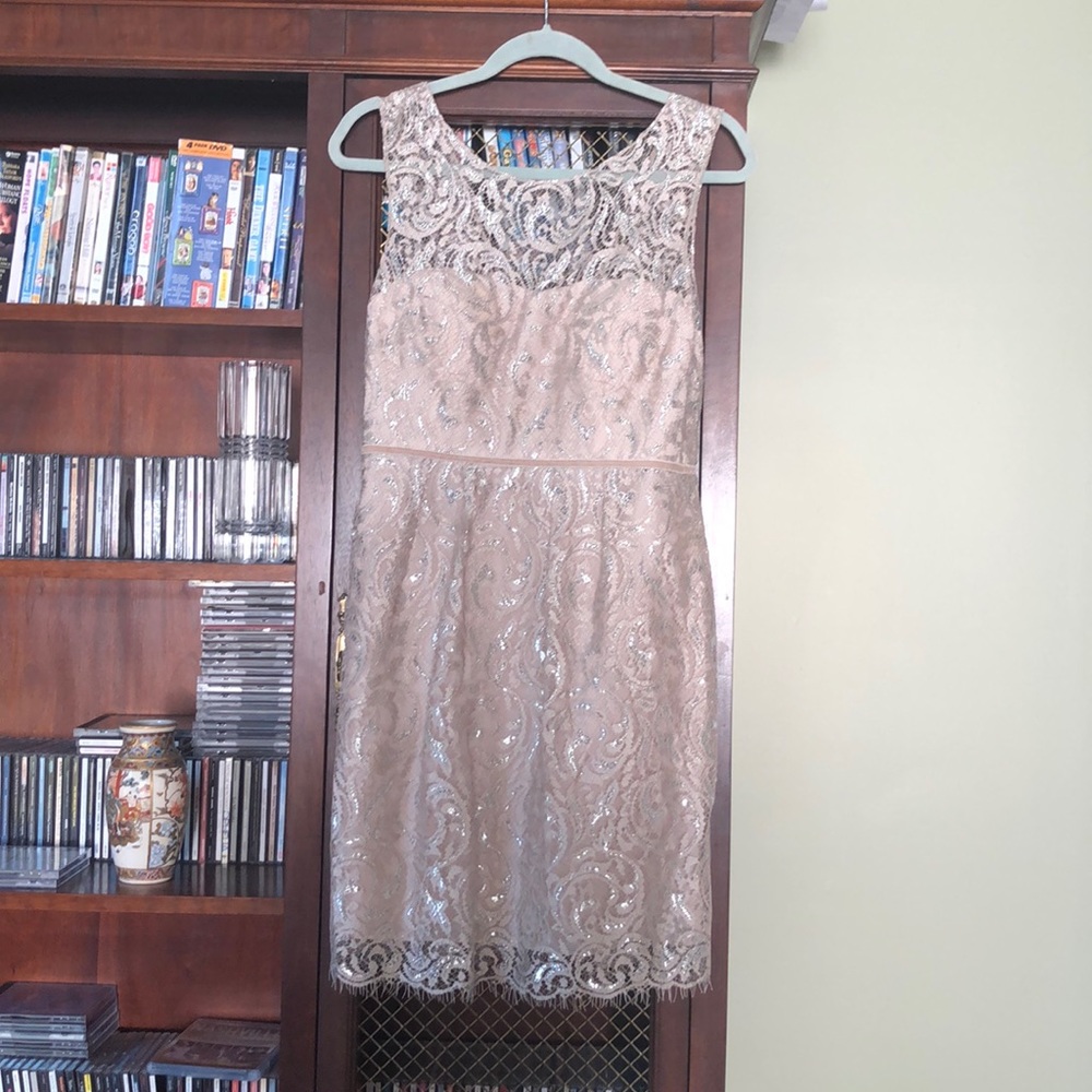 JENNY YOO COLLECTION silver and cream dress 8